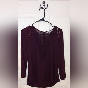 NWOT Women's Daniel Rainn Dalina Key Hole Crochet Detail Blouse/Top Size PL